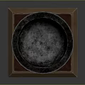 Textured Black Bowl Positioned On Decorative Wooden Base With Red Brown Details