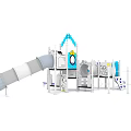 Fun Playground Equipment Featuring Blue Gray Slides Climbing Frames And White Structures 3d model