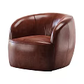 Brown Leather Single Sofa With Modern Curved Design And Round Shape