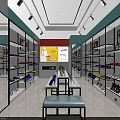 Shoe Store Interior With Organized Shelves Displayed Shoes Central Display Table Bright Lighting
