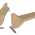 Wooden Public Bench With Curved Slats And Black Metal Legs Modern Design