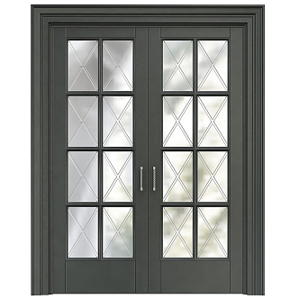 Kitchen and bathroom door glass double door 3d model