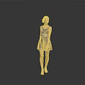 Fashionable Woman In Patterned Dress Standing Gracefully With Heels Against Grey Background
