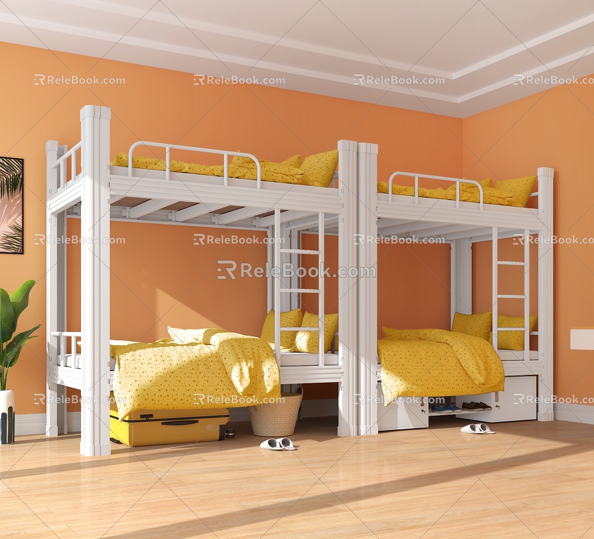 Iron Bed Apartment Double Iron Frame Bed Staff Dormitory Kindergarten Bed Student Dormitory Profile Bed 3d model