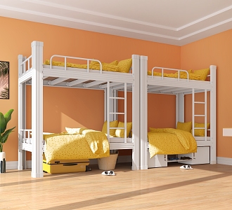 Iron Bed Apartment Double Iron Frame Bed Staff Dormitory Kindergarten Bed Student Dormitory Profile Bed 3d model