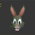 Polygonal Origami Rabbit Head With Large Pink Inner Ears White Eyes And Whiskers