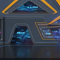 Futuristic Control Room Interior With Digital Screens And Tech Data Displays
