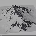 Snow Covered Mountain Terrain With Rocky Peaks And Thick White Snow Layers