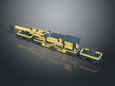 Yellow And Black Utility Vehicle With Extendable Mechanical Arm And Multiple Wheels 3d model