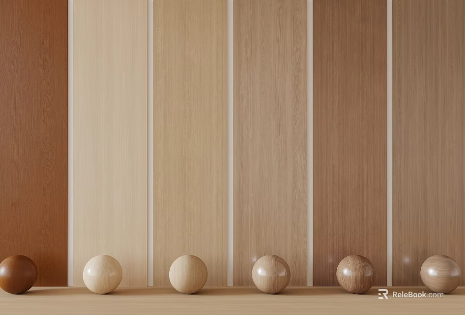 Modern Wooden Wall Panels With Various Natural Tones For Home Interior Design 3d model 