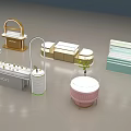 Modern Cosmetics Store Interior Design With Display Counters Product Shelves And Green Plant