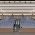 Spacious Conference Room With Large Screen Rows Of Seats And 40th Anniversary Decorative Posters