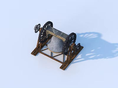 Vintage Style Wooden Frame Home Decor With Gear Accents And Circular Component 3d model