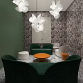 Modern Cozy Lounge Area With Green Sofas Round Coffee Table And White Pendant Lights