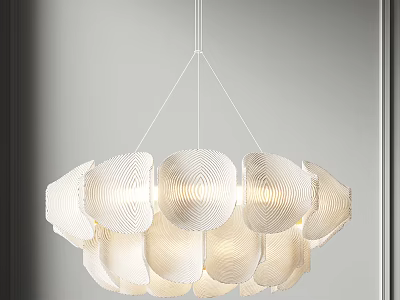 Modern White Petal Shaped Chandelier With Wavy Texture For Interior Home Lighting 3d model