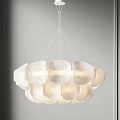 Modern White Petal Shaped Chandelier With Wavy Texture For Interior Home Lighting
