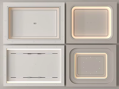 Modern Ceiling Design Ideas With Square Recessed Light Strips And Various Styles 3d model