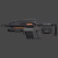 Futuristic Sci Fi Weapon With Metallic Body Green Light And Red Stripes Design