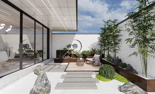 New Chinese Courtyard Garden SU Model 3d model