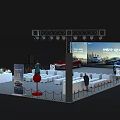 Modern Auto Show Booth Featuring Large Screen Display Cars Seats And Attendees