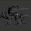 Game Movie Character Fantasy Winged Wolf Creature With Angular Feathered Wings Design 3d model