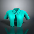 Stylish Green Collared Short Sleeve Shirt With Decorative Button Detail