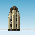 Beige Tower with Brown Roof Windows Decorative Carvings and Exterior Design