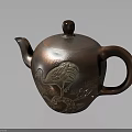 Copper Teapot With Crane Carving And Pine Tree Design For Household Use