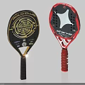 Premium Padel Sports Rackets with Black Gold and Red White Design