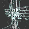 Red Neon Lightbox With Grid Structure Displaying Jesus Died For You Text