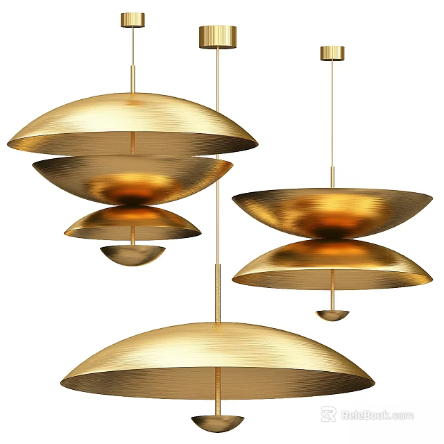 Brushed Gold Modern Chandeliers With Stacked Disc Design And Elegant Style 3d model