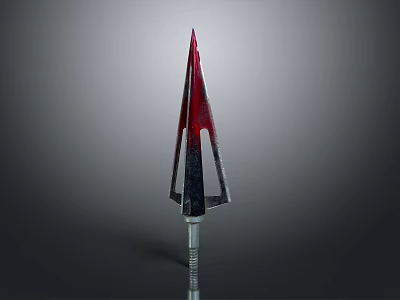 Decorative Trident With Red Black Blade And Metallic Shaft Design 3d model