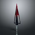 Decorative Trident With Red Black Blade And Metallic Shaft Design