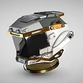 Futuristic Sci Fi Helmet Design With White And Gold Metallic Finish Transparent Visor