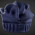 Blue Knitted Hat With Soft Texture And Golden Metal Buckle Detail Design