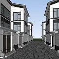 Modern Townhouse Exterior Design With Courtyard Green Plants Stone Pathway And Water Feature