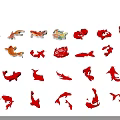 Colorful And Red Fish Shaped Decorative Pendants For Ornamental Hanging Decor