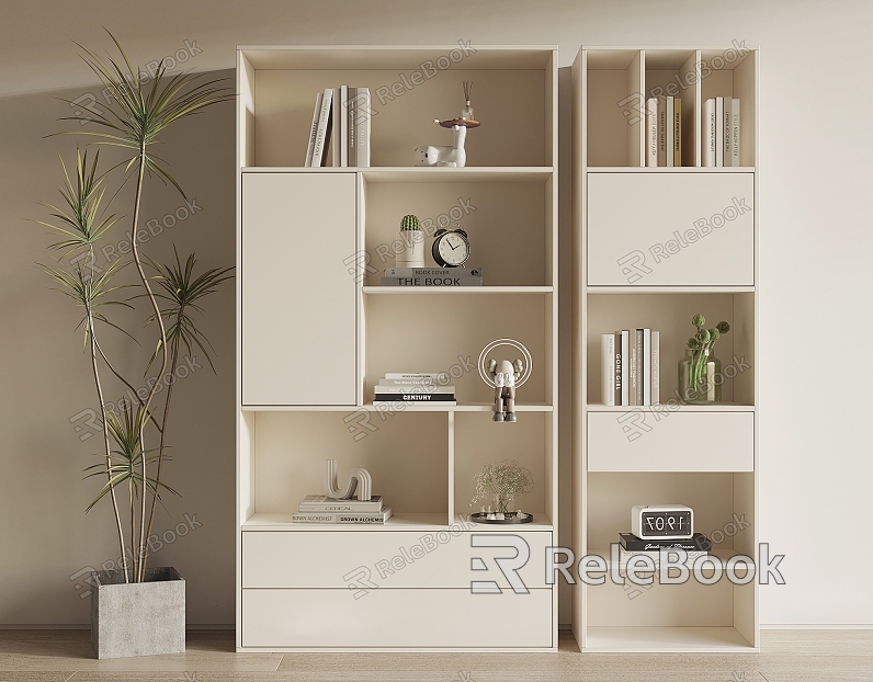 Cream wind bookcase model