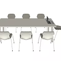 Modern Gray Conference Table With Six Chairs Laptop And Notebook 3d model