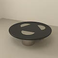 Modern Round Black Coffee Table With Cutout Design And Silver Base 3d model