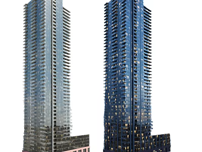 Modern Twin Office Towers With Glass Curtain Walls And Contemporary Architectural Features 3d model