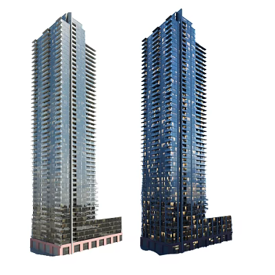 Modern Twin Office Towers With Glass Curtain Walls And Contemporary Architectural Features 3d model