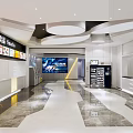 Modern Cinema Lobby With Ticket Counter Snack Bar Large Screen And Bright Lighting