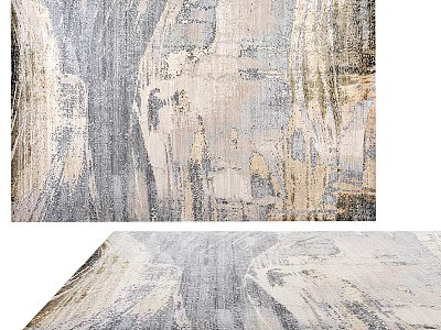 Square Rug With Abstract Art Design And Neutral Color Palette 3d model