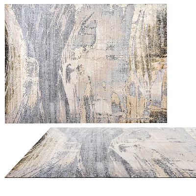 Square Rug With Abstract Art Design And Neutral Color Palette 3d model