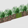 Landscape Wall with Perforated Brick Design and Lush Green Bamboo Shrubs