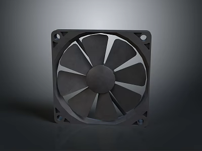 Black Square Computer Cooling Fan With Sturdy Frame And Efficient Blades 3d model
