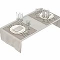 Elegant Dinnerware Set with Plates Napkins Cutlery and Wine Glasses on Table