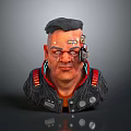 Game Movie Character With Cybernetic Eye And Futuristic Armor Red Black Details Portrait