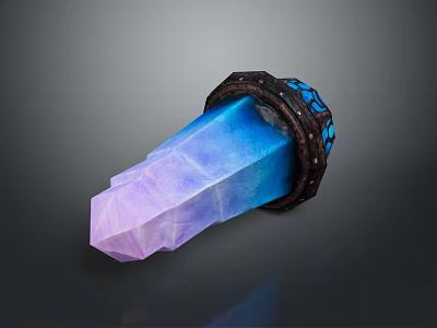 Glowing Crystal Decorative Piece with Blue Purple Hue Black Base and Blue Patterns 3d model